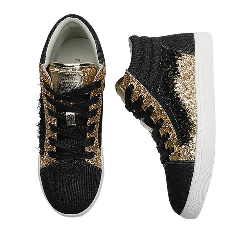 Glam Spark High-Top Sneakers - Black & Gold