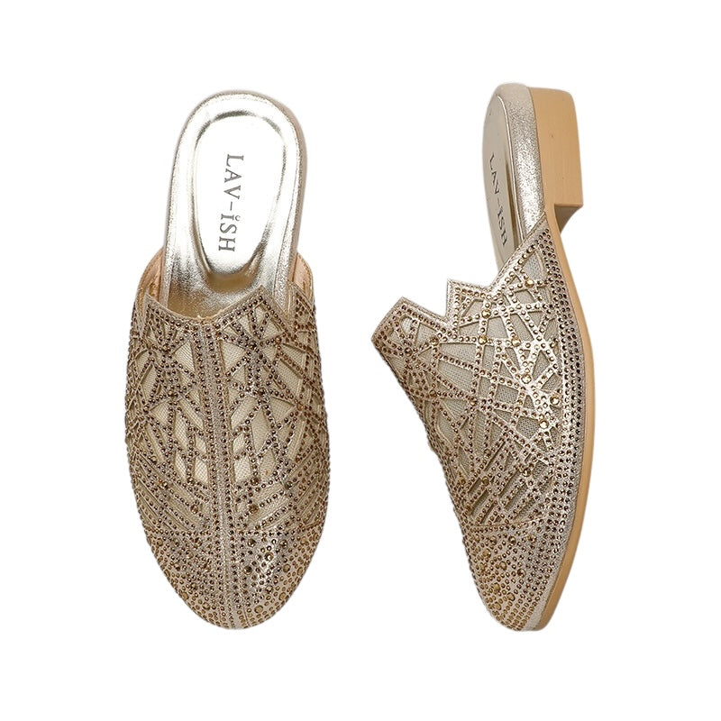 Sparkle Cutout Mule Slides – Gold