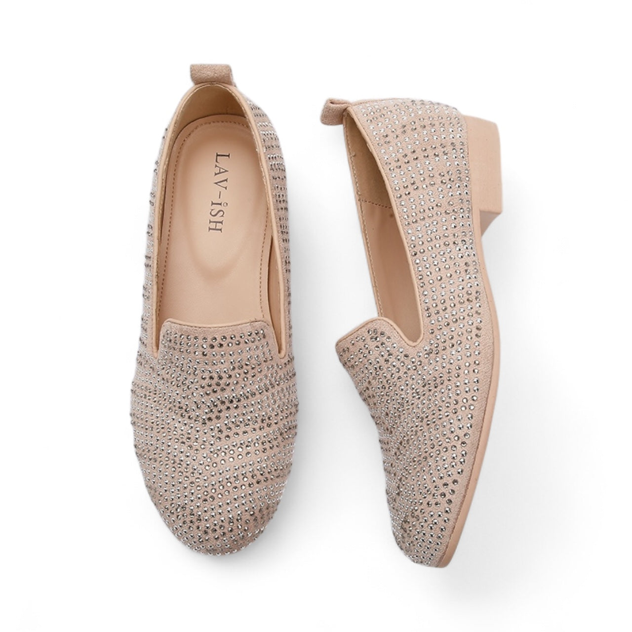 Studs Embellished Loafers - Blush
