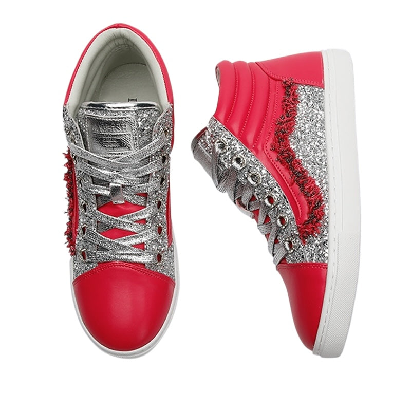 Glam Spark High-Top Sneakers - Pink & Silver