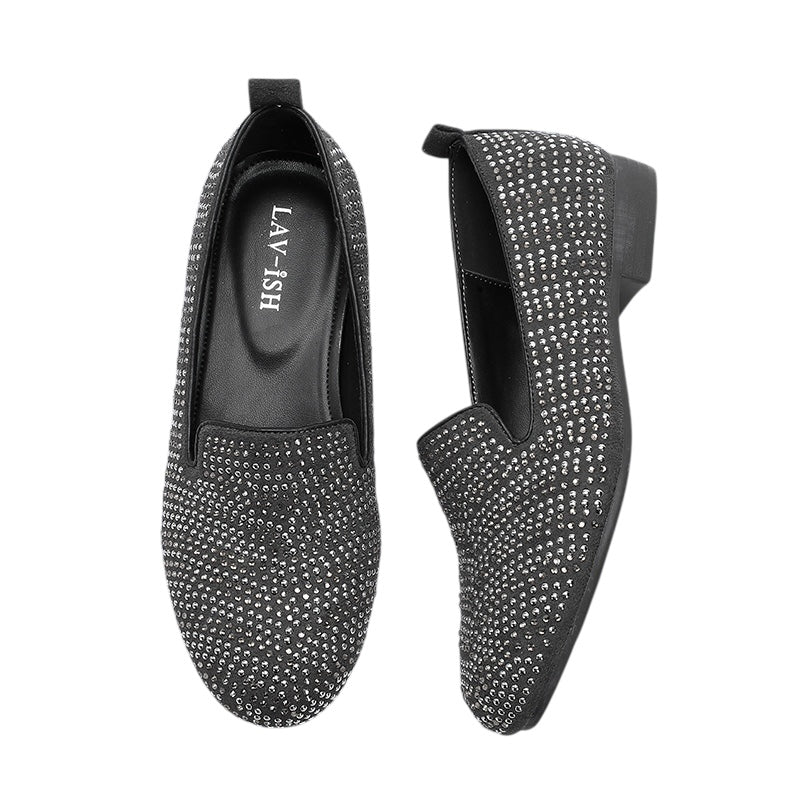 Studs Embellished Loafer - Navy