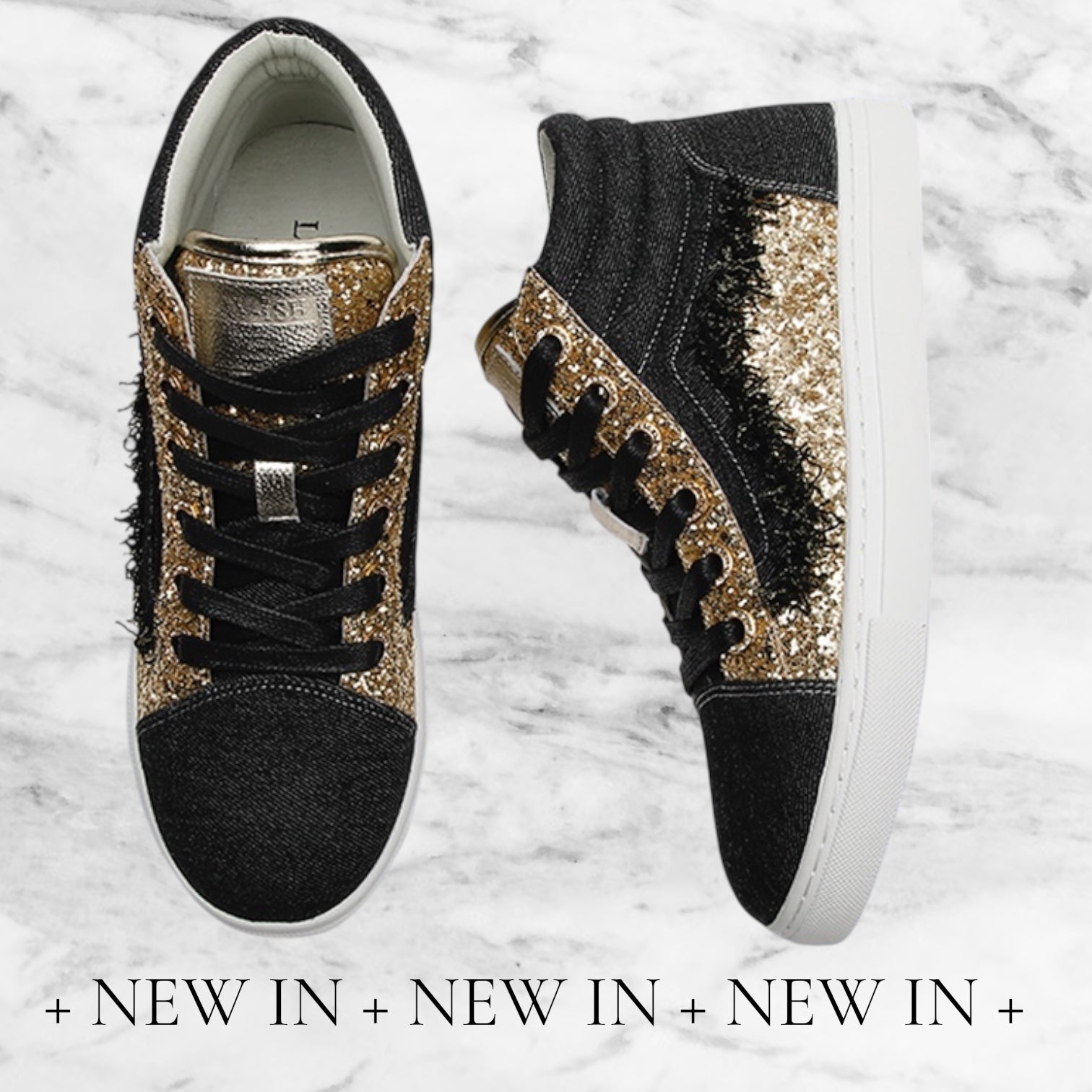 Glam Spark High-Top Sneakers - Black & Gold